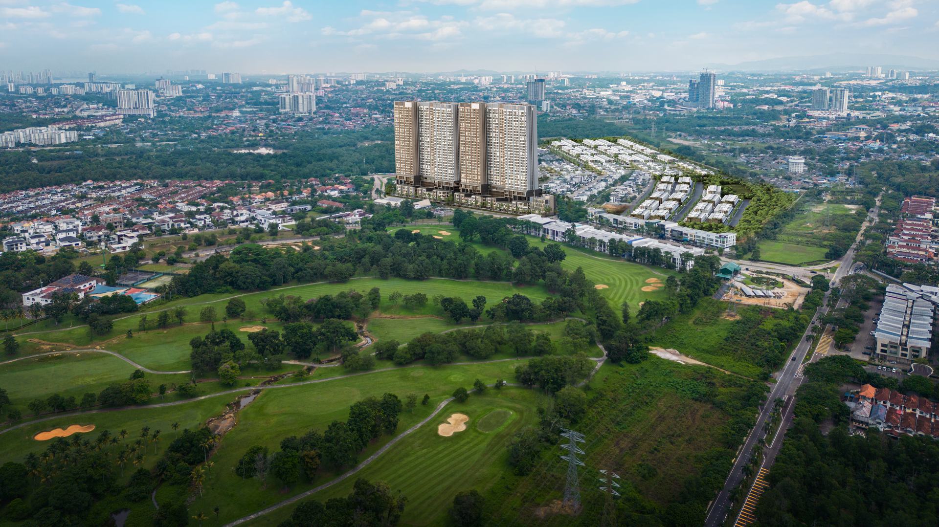 Aerial view of Ponderosa Regency above Ponderosa Golf & Country Resort