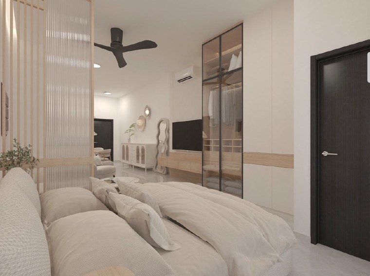 Furnished studio interior at Ponderosa Regency